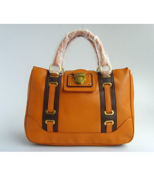 Marc Jacobs a righe Hudson Tote_Earth Giallo Cuoio